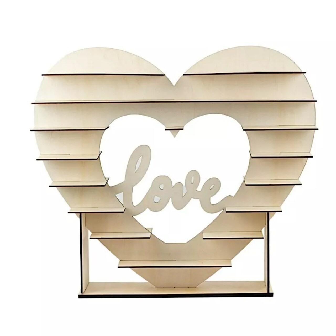 26 in Natural 8 Layer Double Sided Wooden Heart Cupcake DESSERT STAND Events